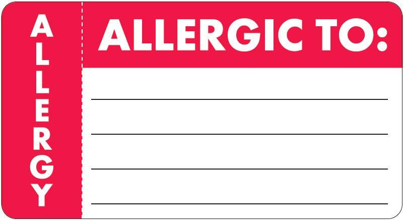 Pink Medical Latex Allergy Labels 1 x 2