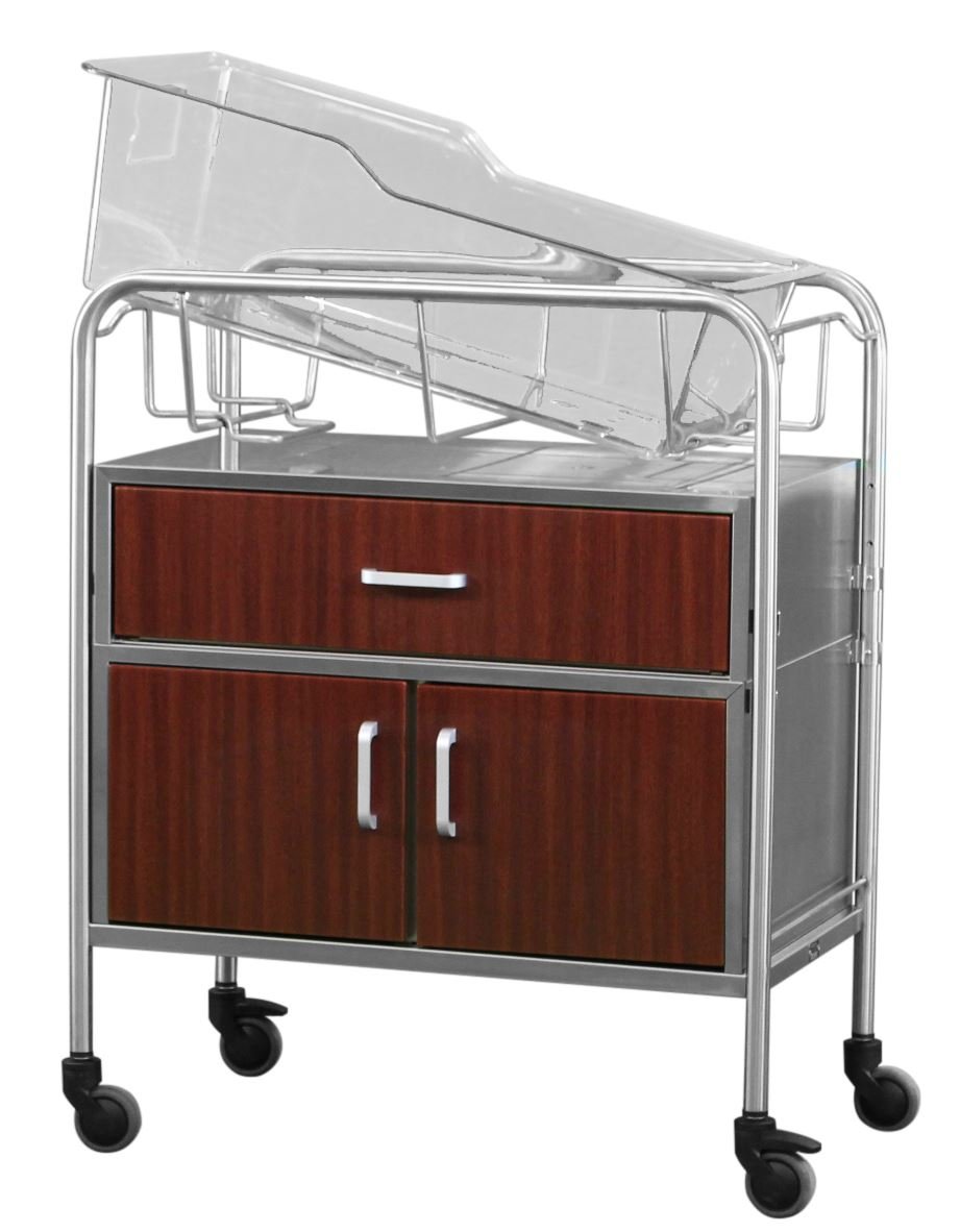 8047SS Stainless Steel Medical Bassinet with 1 Quiet-Close Drawer