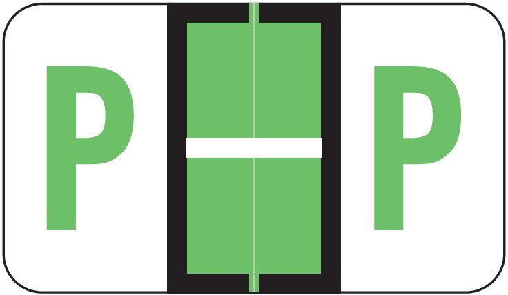 POS 3400 Match POAM Series Alpha Roll Labels - Letter P - Light Green