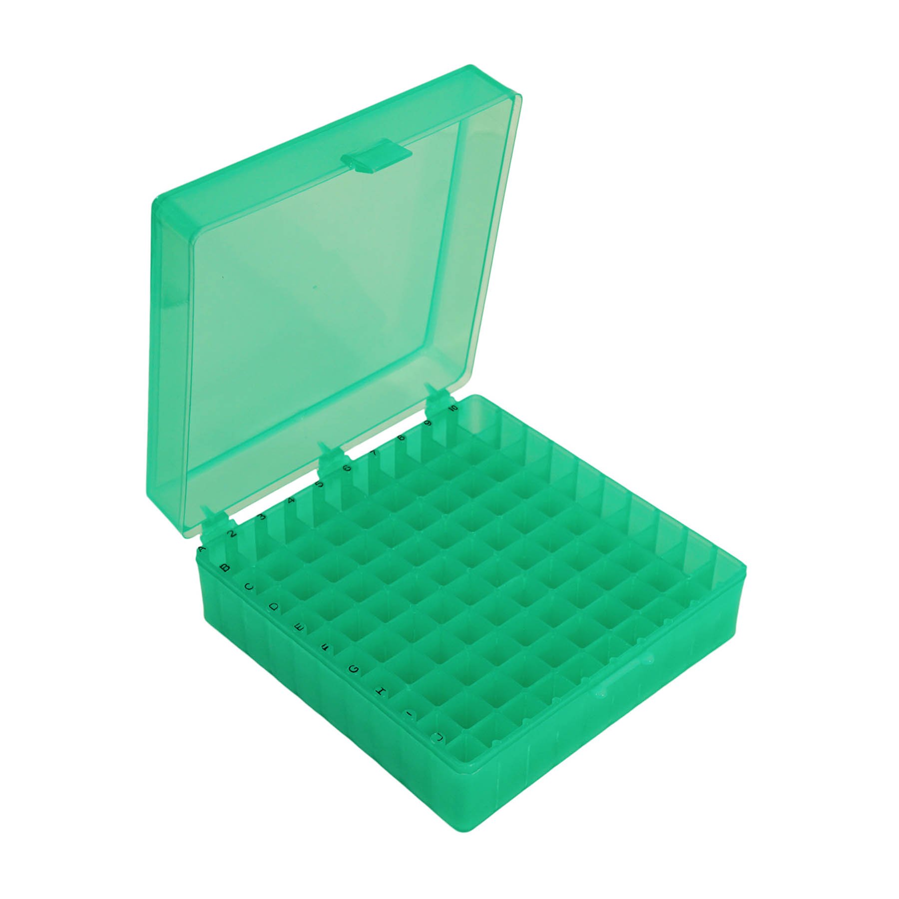Storage Box with Hinged Lid for 100 x 1.5mL Tubes - Green (Case of 30)