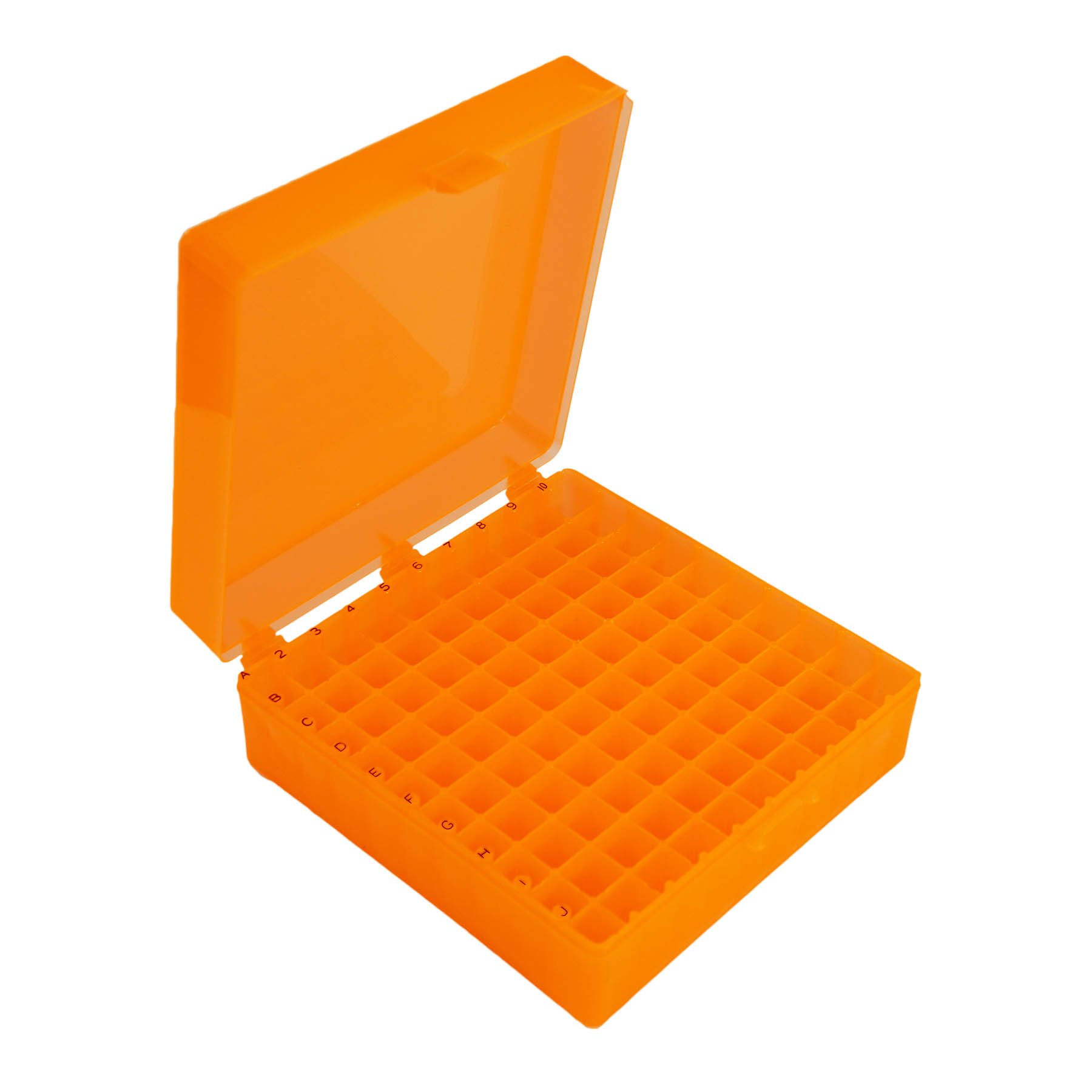 Storage Box with Hinged Lid for 100 x 1.5mL Tubes - Orange (Pack of 5)