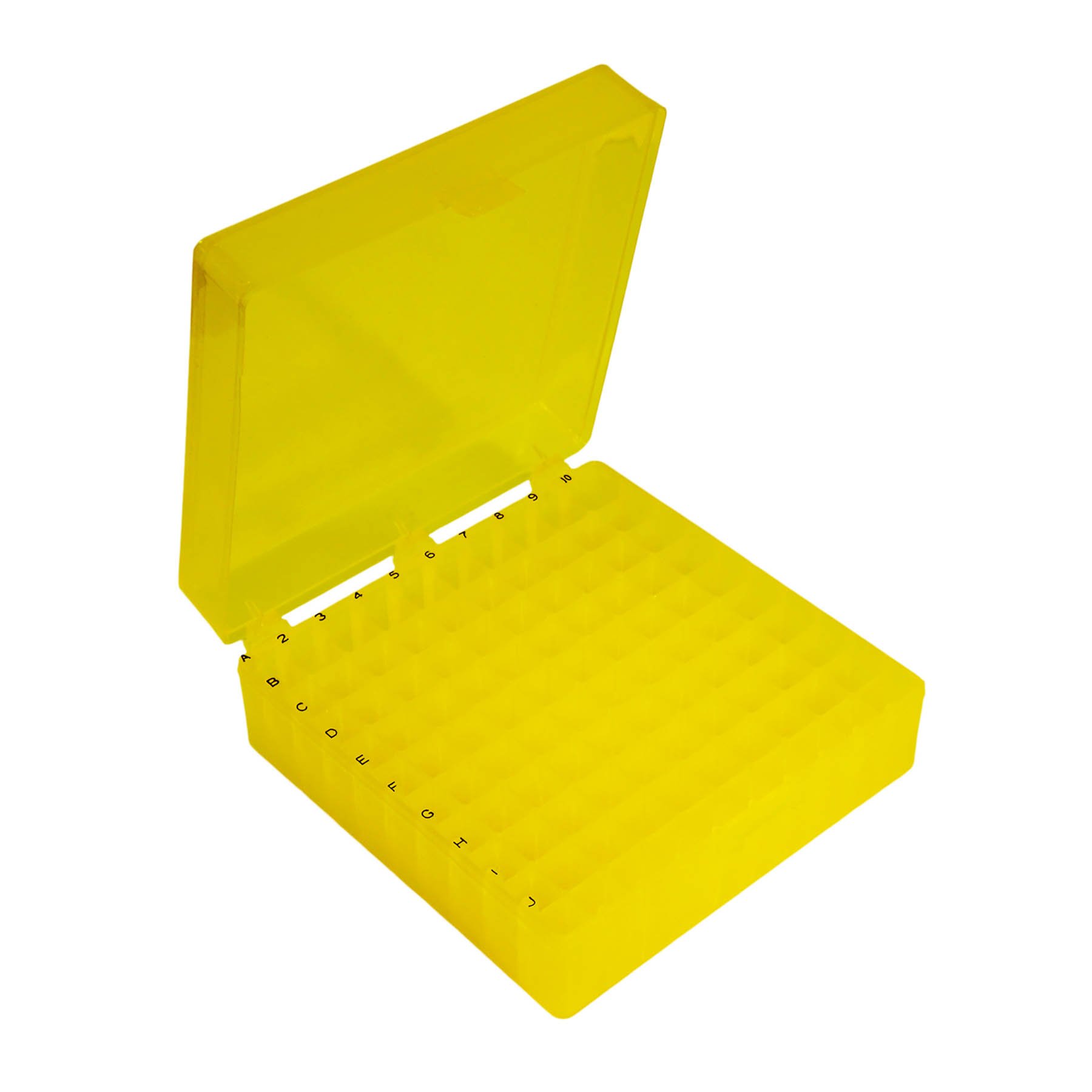 Storage Box with Hinged Lid for 100 x 1.5mL Tubes - Yellow (Case of 30)