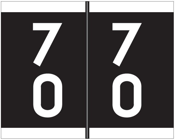 Barkley FDSFM Match SFDM Series Numeric Roll Labels - Number 70 To 79 - Black