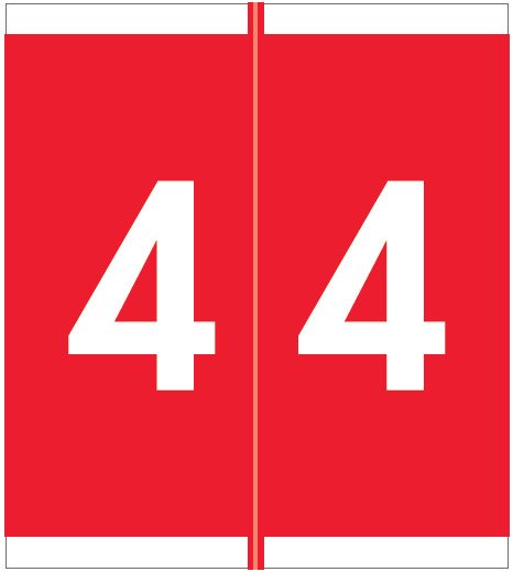 Barkley FNSFM Match SFNM Series Numeric Roll Labels - Number 4 - Red