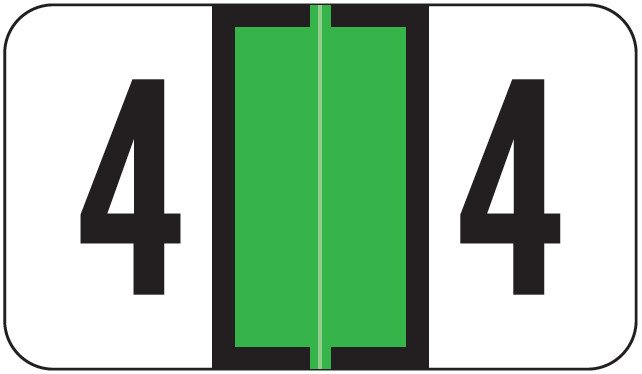 Safeguard Match SGNM Series Numeric Roll Labels - Number 4 - Light Green