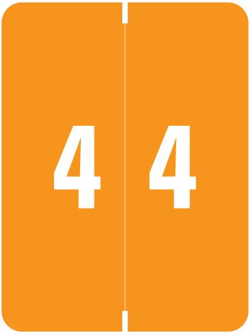 Smead XLCC Match SMNM Series Numeric Roll Labels - Number 4 - Orange