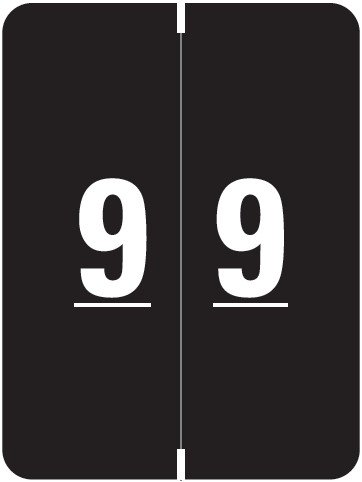 Smead XLCC Match SMNM Series Numeric Roll Labels - Number 9 - Black