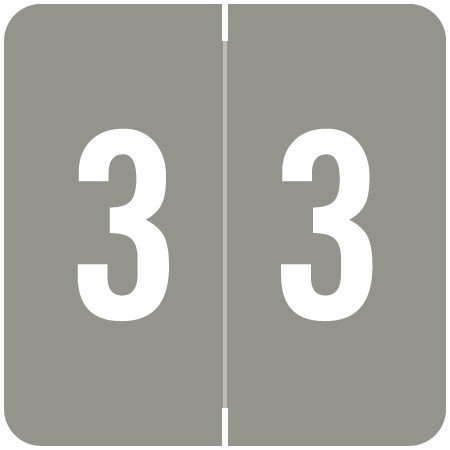 Sav-Tyme/SFI Match STNM Series Numeric Roll Labels - Number 3 - Gray