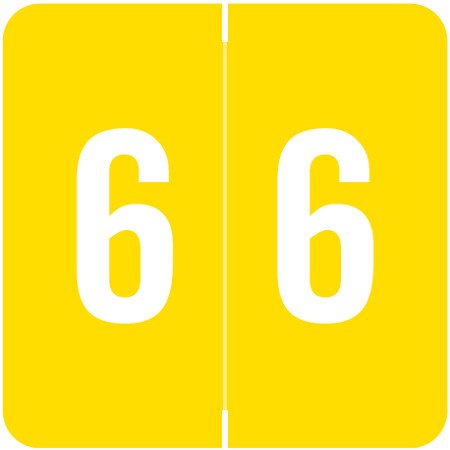 Sav-Tyme/SFI Match STNM Series Numeric Roll Labels - Number 6 - Yellow