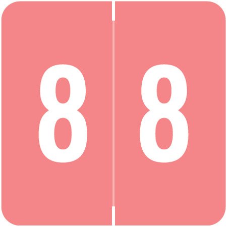 Sav-Tyme/SFI Match STNM Series Numeric Roll Labels - Number 8 - Pink