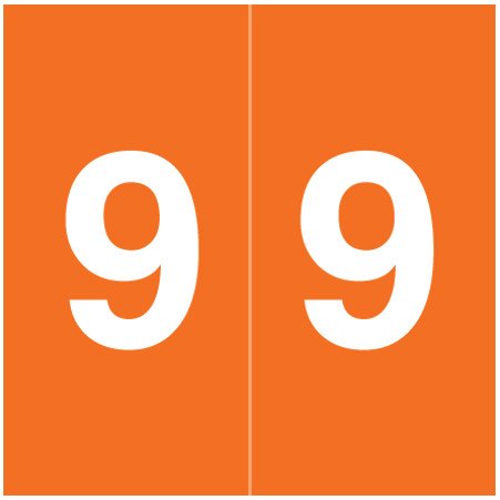 S & W KKL Match SWNM Series Numeric Roll Labels - Number 9 - Orange