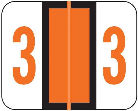 Smead BCCRN Match TPNM Series Numeric Roll Labels - Number 3 - Orange