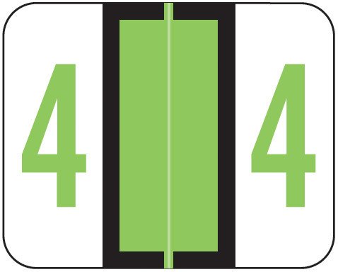 Tab Products Match TPNV Series Numeric Roll Labels - Number 4 - Fluorescent Green