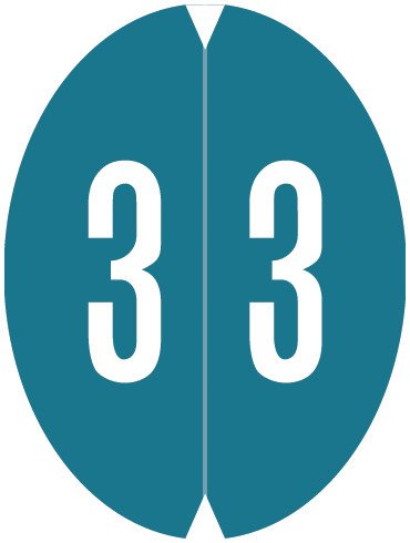 VRE GBS 8857 Match VONM Series Numeric Oval Labels - Number 3 - Aquamarine