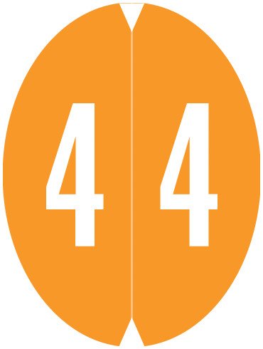 VRE GBS 8857 Match VONM Series Numeric Oval Labels - Number 4 - Orange