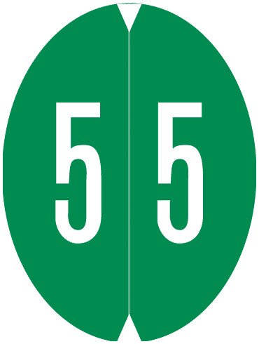 VRE GBS 8857 Match VONM Series Numeric Oval Labels - Number 5 - Light Green