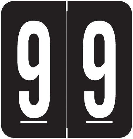 VRE GBS 8860 Match VRNM Series Numeric Roll Labels - Number 9 - Black