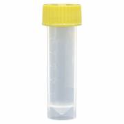 Transport Tubes 5mL - PP Self-Standing Conical Bottom with Unassembled PE Yellow Screw Cap (Case of 1000) - OUT OF STOCK UNTIL AROUND 8/16