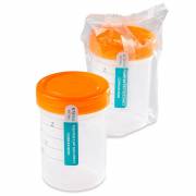 120mL (4oz) Tite-Rite Container with Attached Orange Screw Cap and Tab Seal ID Label - Individually Wrapped - Sterile (Case of 100) - BACKORDER UNTIL 8/7/24