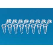 PCR Clear Tube Strip with Individual Attached Flat Cap Low Profile 8 x 0.15mL