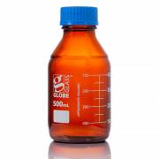 Globe Glass™ Amber Media Bottle with GL45 Screw Cap - 500 mL