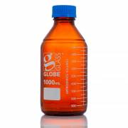 Globe Glass™ Amber Media Bottle with GL45 Screw Cap - 1000 mL