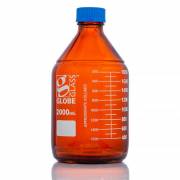 Globe Glass™ Amber Media Bottle with GL45 Screw Cap - 2000 mL