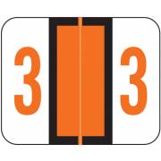 Tab Products 1282 Match Numeric Color Roll Labels - Number 3 - Dark Orange
