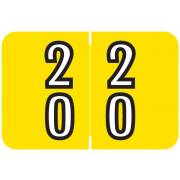 Barkley FDDBM Match BXDM Series Numeric Roll Labels - Number 20 To 29 - Yellow