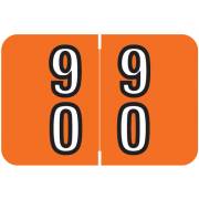 Barkley FDDBM Match BXDM Series Numeric Roll Labels - Number 90 To 99 - Dark Orange