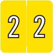 Barkley FNDBM Match BXNM Series Numeric Roll Labels - Number 2 - Yellow