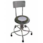 MRI Non-Magnetic Stainless Steel Stool with Backrest & Rubber Tips - 21