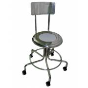 MRI Non-Magnetic Stainless Steel Stool with Backrest & Dual Wheel Casters - 21