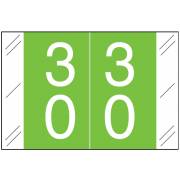 Tabbies 11200 Match CRDM Series Numeric Roll Labels - Number 30 To 39 - Light Green