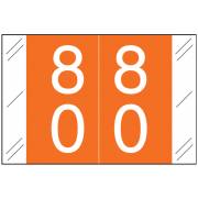 Barkley FDSTM Match CTDM Series Numeric Roll Labels - Number 80 To 89 - Orange
