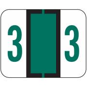 File Doctor Match FDNV Series Numeric Roll Labels - Number 3 - Green