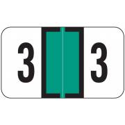 Jeter 0300 Match JANM Series Numeric Roll Labels - Number 3 - Light Green