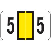 Jeter 0300 Match JANM Series Numeric Roll Labels - Number 5 - Yellow