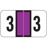 Jeter 7300 Match JTNM Series Numeric Roll Labels - Number 3 - Purple