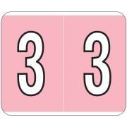 Kardex PSF-138 Match KXNM Series Numeric Roll Labels - Number 3 - Pink