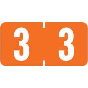 Tab Products Match TBNV Series Numeric Roll Labels - Number 3 - Orange