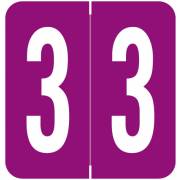 VRE GBS 8860 Match VRNM Series Numeric Roll Labels - Number 3 - Purple