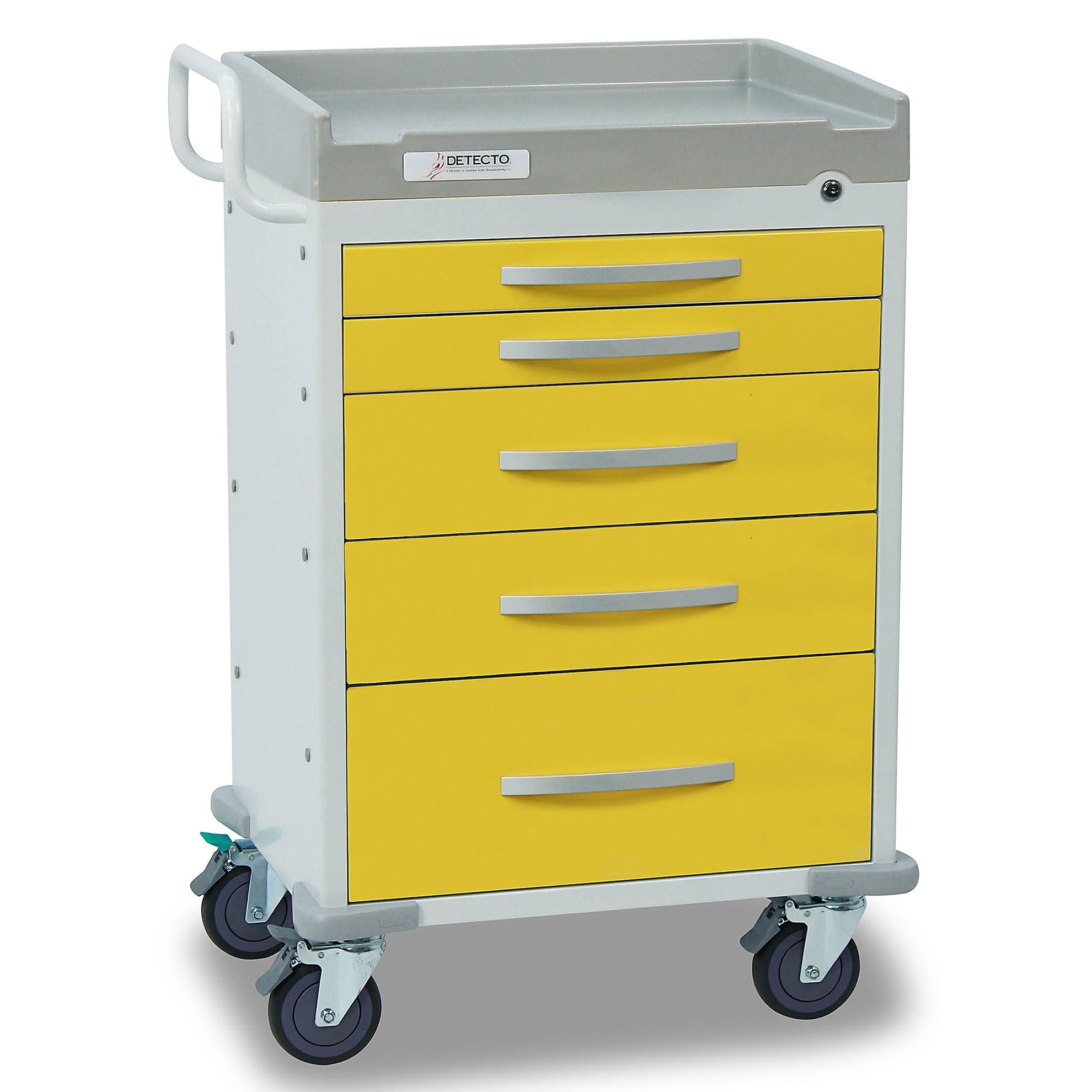 Detecto RC33669YEL Rescue Series Isolation Medical Cart 5 Yellow Drawers