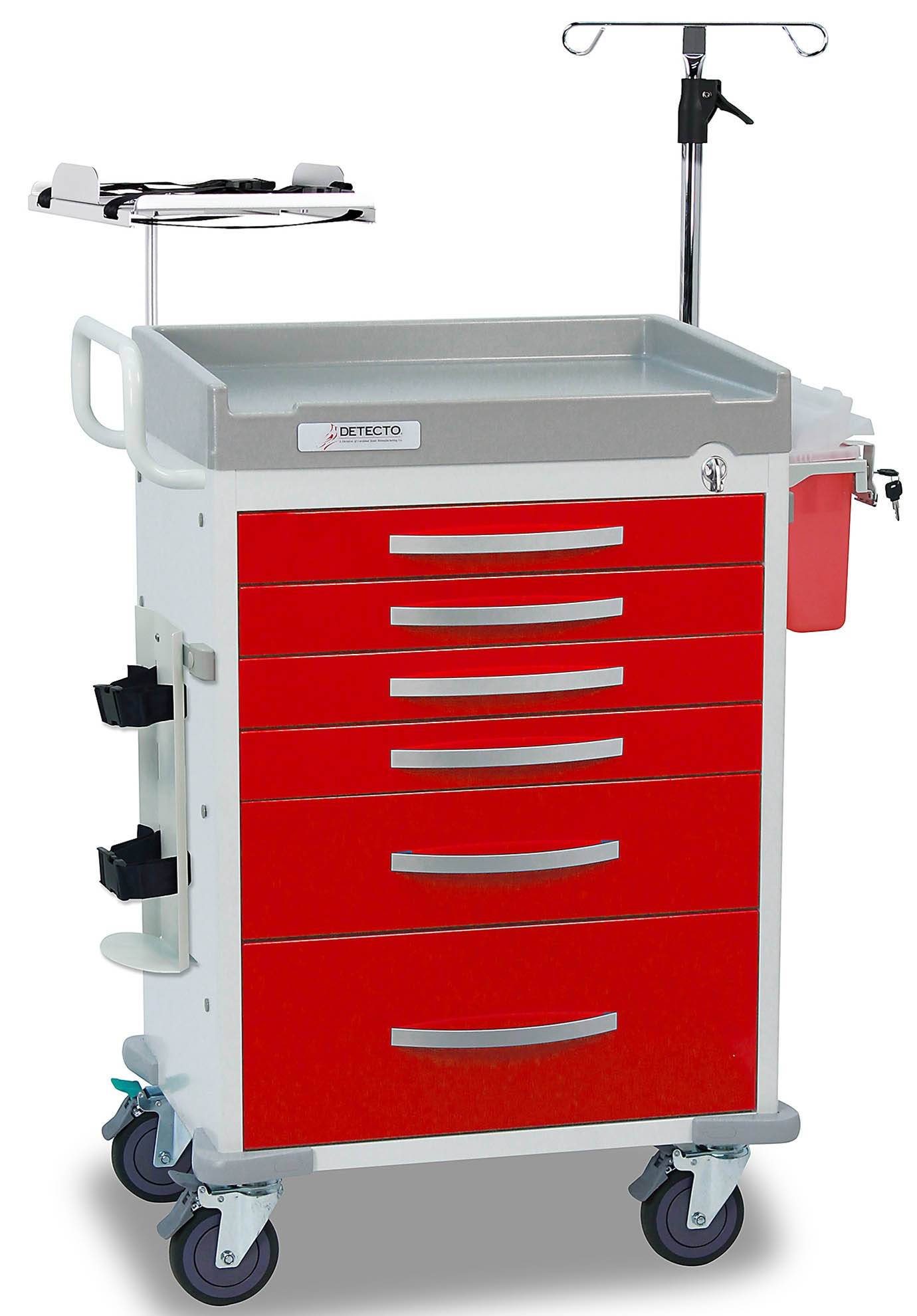 Detecto Rc Red L Rescue Series Loaded Er Medical Cart Red Drawers