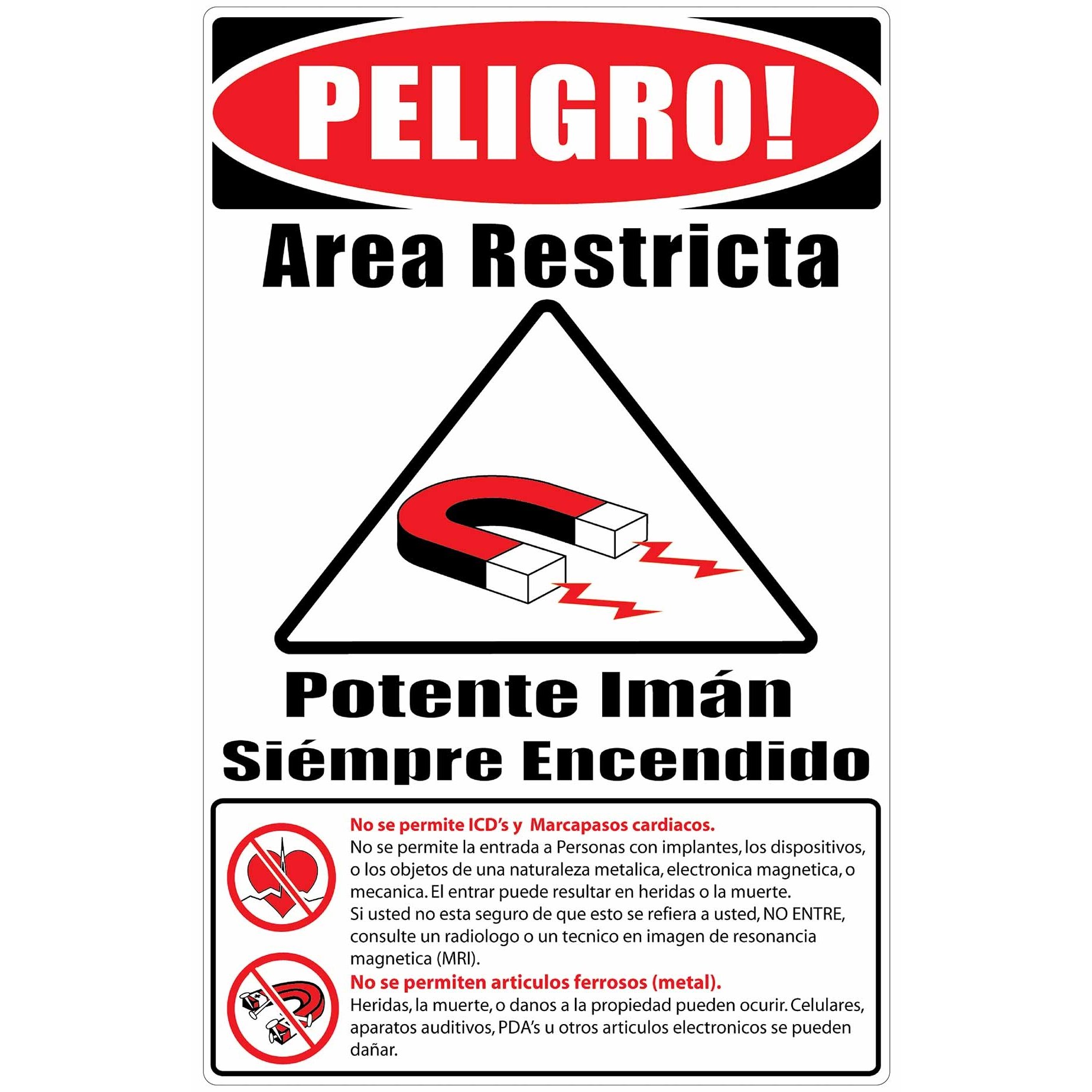 Vestil, Danger Sign (Spanish/Espanol)-Aluminum Composite, Sign Message ZONA  DE CONSTRUCCIÓN NO ENTRAR, Height 12.5 in, Width 18.5 in, Model SI-D-37-D-  - Yahoo Shopping