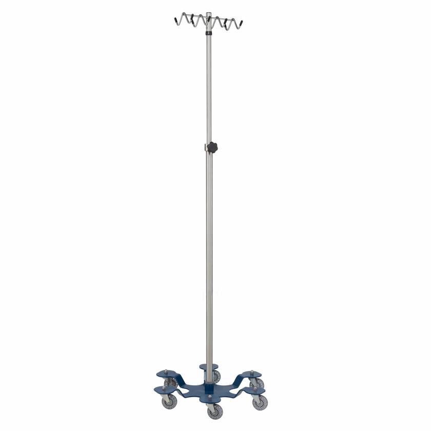 Blickman 1370SS Stainless Steel IV Stand with 6-Leg Base Tru-Loc