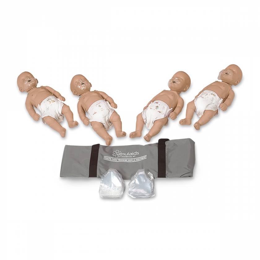 Simulaids Sani-Baby CPR Manikins - Pack of 4 - Light