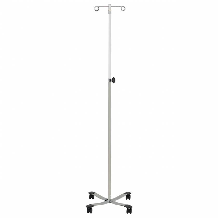 Blickman Model 1310 Chrome IV Stand with 4-Leg Chrome Plated Base, 2-Hook & Tru-Loc Friction Knob