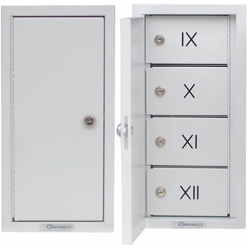 Segmented Narcotics Cabinet - Compartment Labeled IX-XII