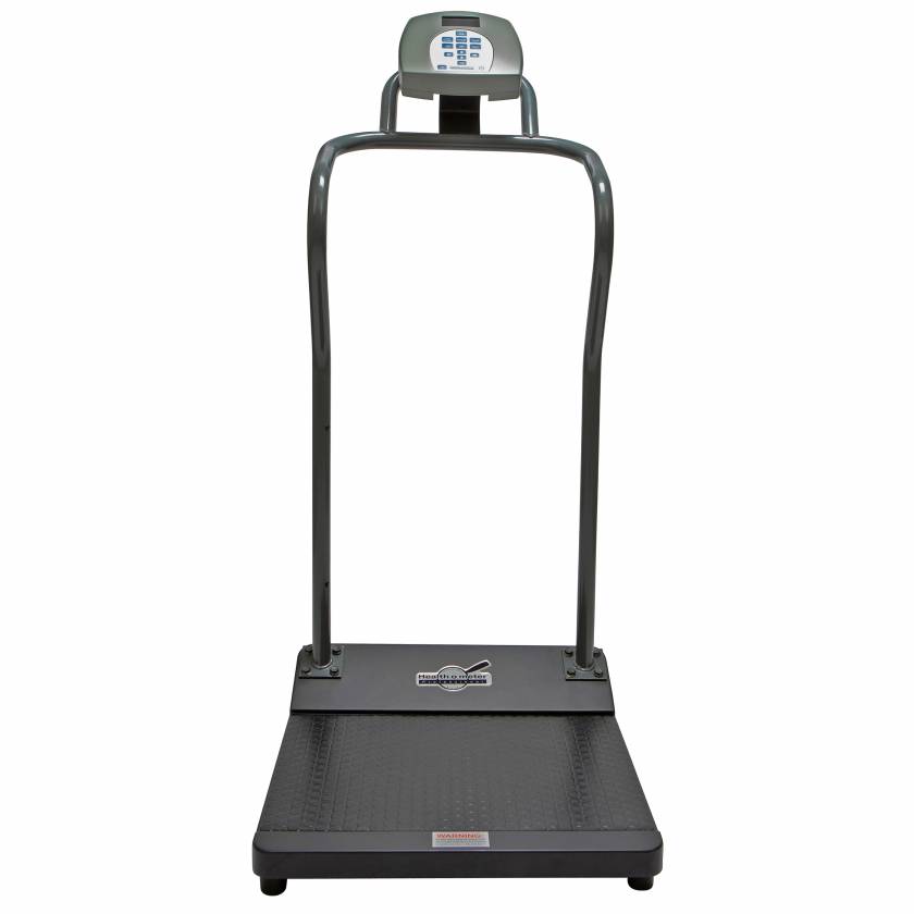 3001-AMUA Health o Meter Antimicrobial Digital Platform Scale with Handrail, Unassembled (Please Note: This Scale Shown in the Photo is Assembled, When Ordering this Product, it is Shipped Unassembled)